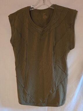 Sleeveless Olive Green V-Neck Women's Top